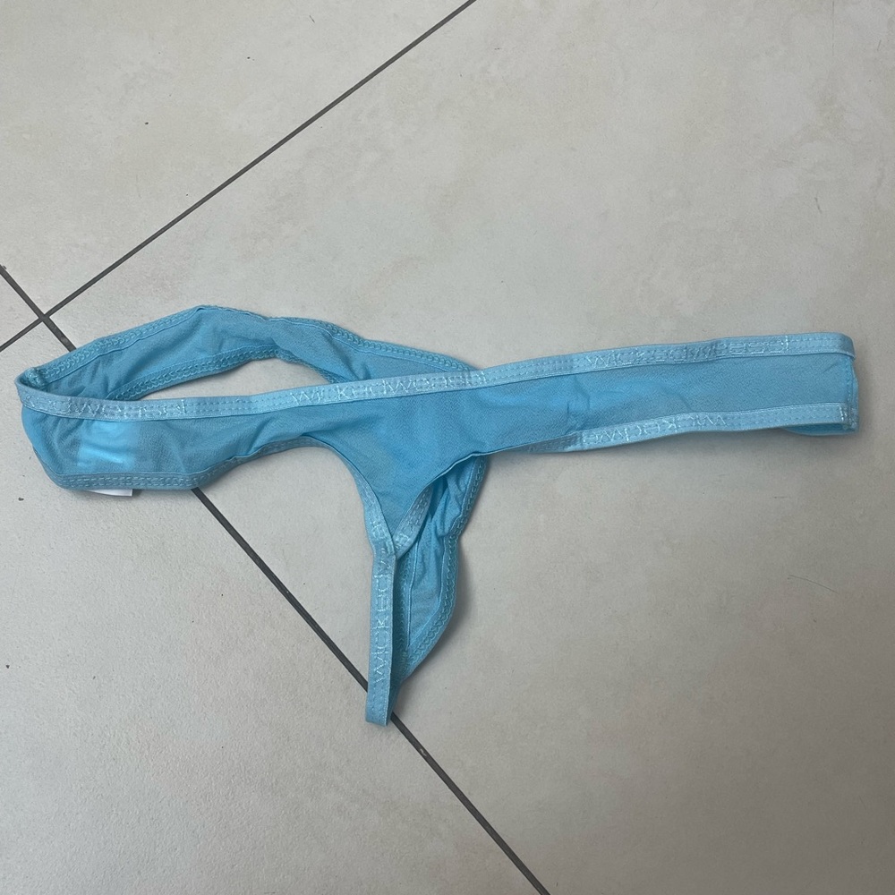 Light Blue Sheer Mesh Thong Panty for Women